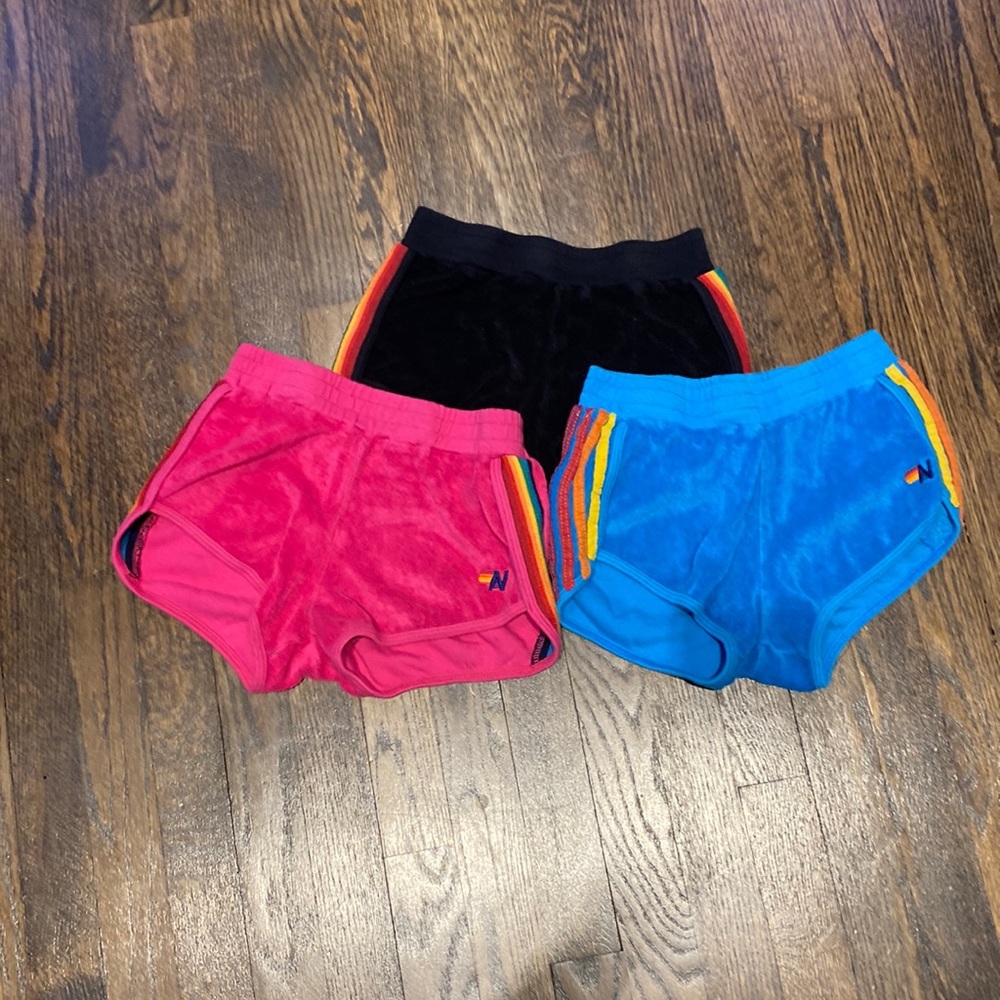 Pink black and blue aviator nation shorts
